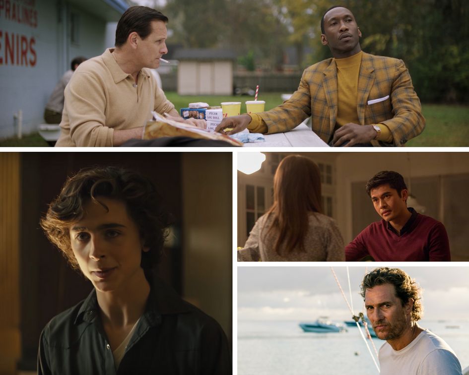 Clockwise from top: "Green Book," "A Simple Favor," "Serenity" and "Beautiful Boy."