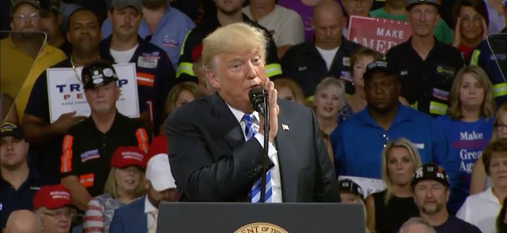President Donald Trump ignored the day's news surrounding his former campaign chairman Paul Manafort and former personal attorney Michael Cohen during a rally Tuesday in Charleston, West Virginia.