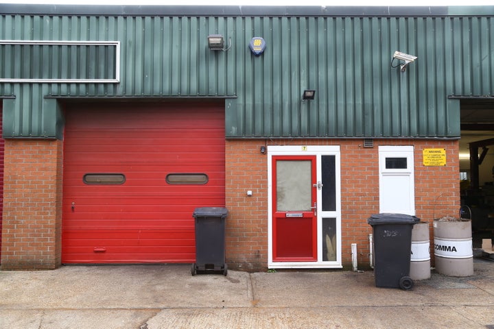<strong>The industrial unit in Hailsham, near Eastbourne in East Sussex, where police say that they have discovered a 'sophisticated' illegal gun factory</strong>