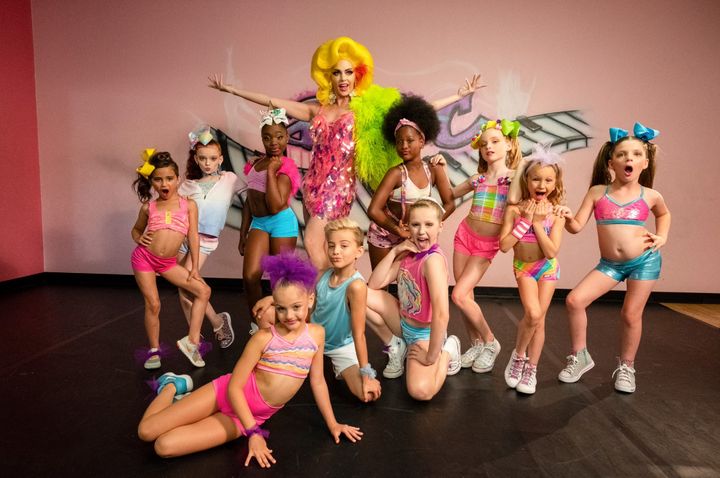 Alyssa and her dance students in a publicity photo for 'Dancing Queen' 