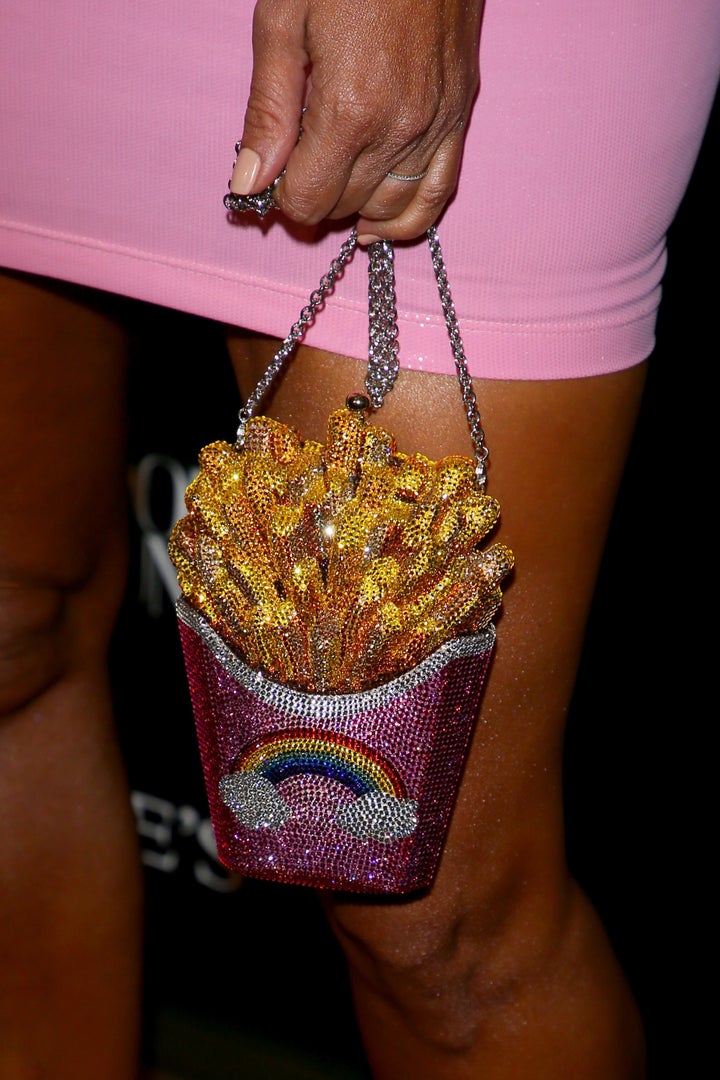 French Fries Bag  Judith Leiber French Fries Rainbow Clutch Bag