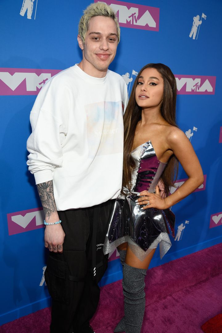 Pete Davison and Ariana Grande attend the 2018 MTV Video Music Awards at Radio City Music Hall.