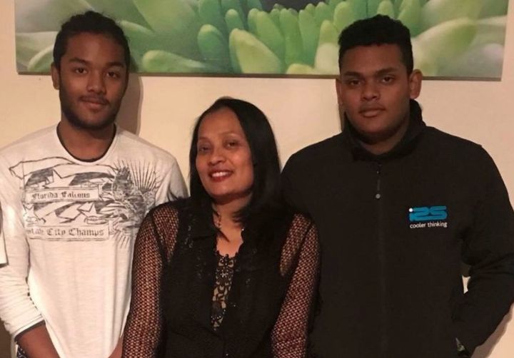 Brothers Sean Ragoobeer, 17, (left) Shane Ragoobeer, 18, and their mother Mary, who were victims of the Hinckley Road explosion in Leicester.