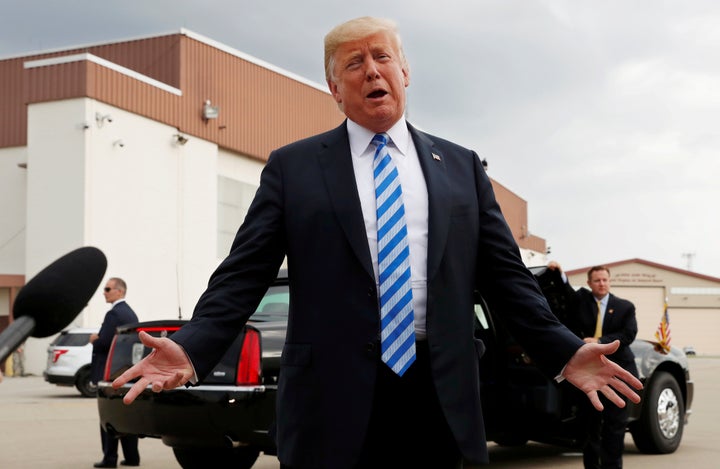 President Donald Trump is trying to deflect from his lawyer implicating him in felony campaign finance law violations by talk