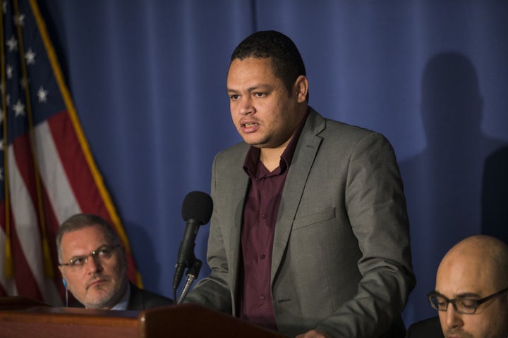 Ahmed Abdelbasit speaks out against executions in Egypt during a news conference at the National Press Club in Washington on Oct. 13, 2016.