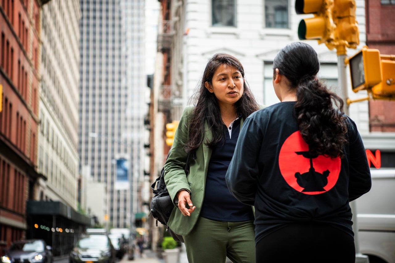 Deena speaks with her lawyer Cynthia Caballero, who works with the Safe Passage Project.