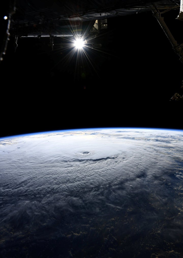 A photo taken from the International Space Station and moved on social media by astronaut Ricky Arnold shows Hurricane Lane i