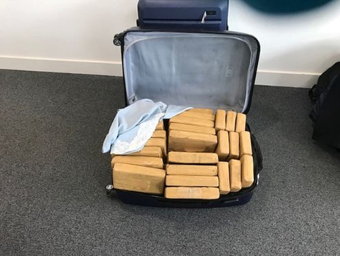 The suitcase full of cocaine seized at Farnborough Airport.