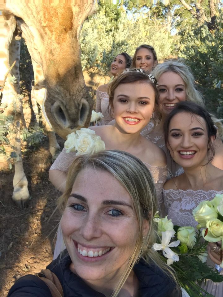 Photographer Stephanie Norman snaps a selfie with Abby and the bridesmaids.