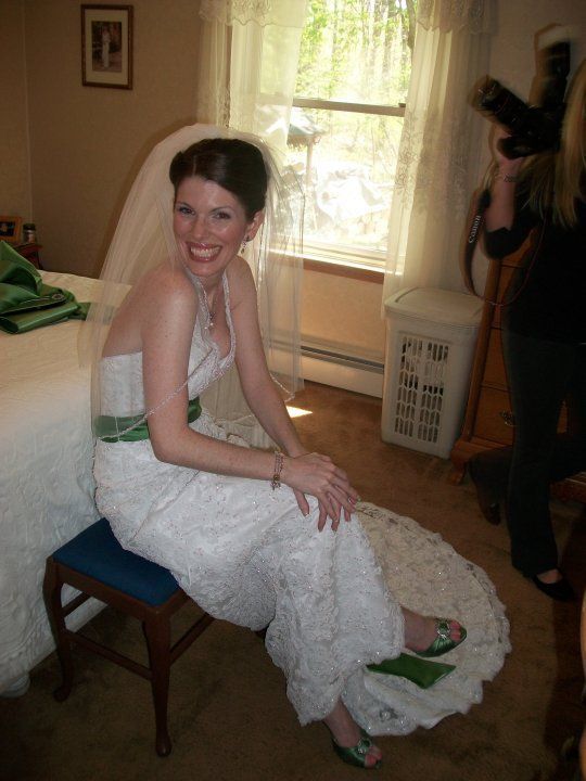 Just hours before I married my ex-husband. I'll never stop loving that dress.