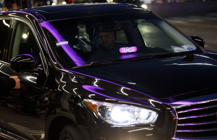 A Lyft driver at Los Angeles International Airport in November 2017.