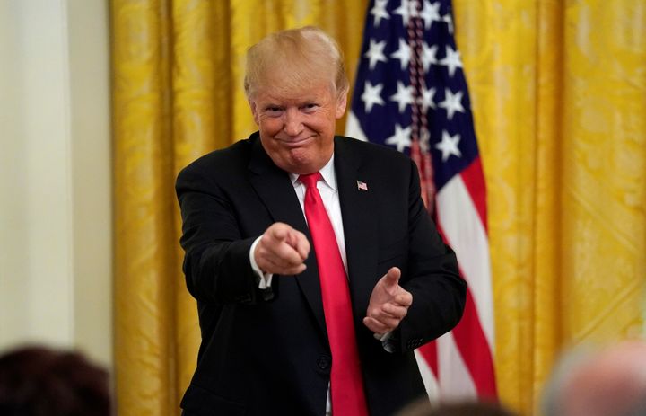 Donald Trump celebrated U.S. Immigration and Customs Enforcement and U.S. Customs and Border Protection personnel at a White House event this week.