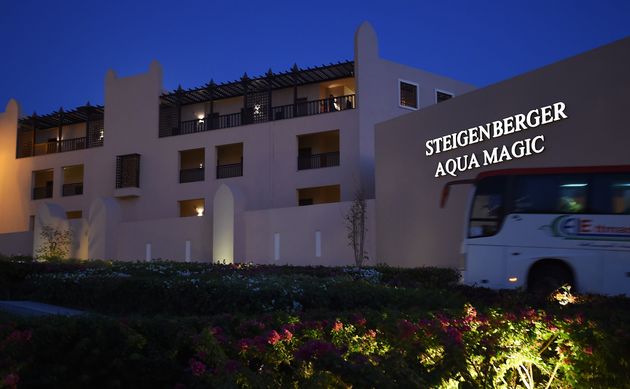 The Steigenberger Aqua Magic hotel, in Egypt's Red Sea resort of Hurghada. Tour operator Thomas Cook moved all its customers from a hotel in Egypt after a British couple staying there died 