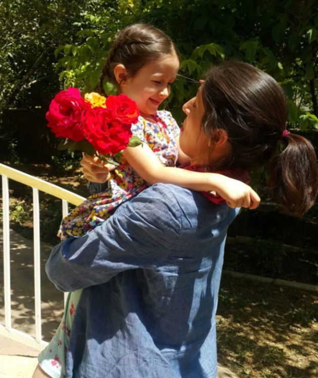 Nazanin Zaghari-Ratcliffe pictured with her four-year-old daughter, Gabriella, after being released from prison for three days.