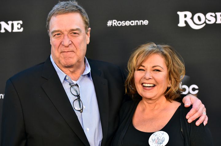 John Goodman and Roseanne Barr attend the premiere of ABC's revival of "Roseanne" on March 23, 2018.