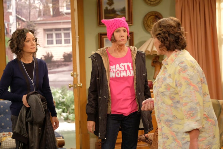 Sara Gilbert, Laurie Metcalf and Roseanne Barr in the revival. 