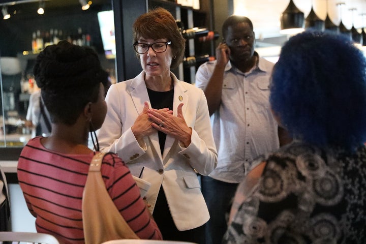 Democratic gubernatorial candidate Gwen Graham visits the Uptown Kitchen on Aug. 27, 2018, for a discussion about gun violence following the mass shooting at the Jacksonville Landing. 