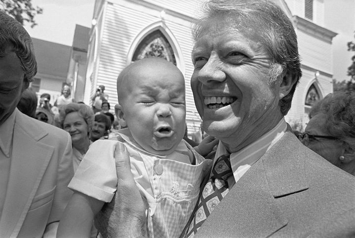 Jimmy Carter is one of many presidents who engaged in "baby kissing" on the campaign trail. 