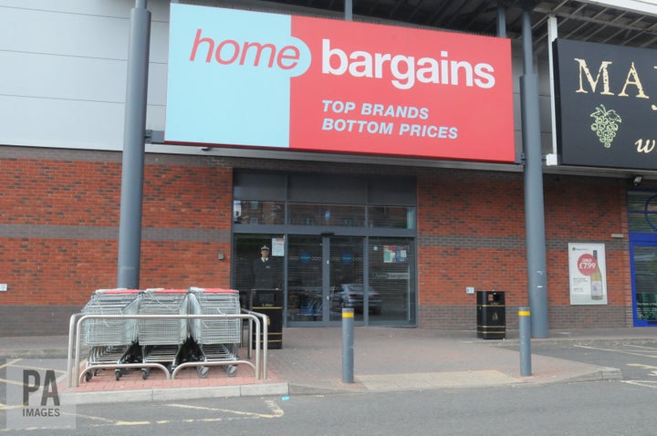 <strong>The Home Bargains store on the Shrub Hill Retail Park in Tallow Hill, Worcester, where a three-year-old boy in a pushchair allegedly had a corrosive substance thrown over him</strong>
