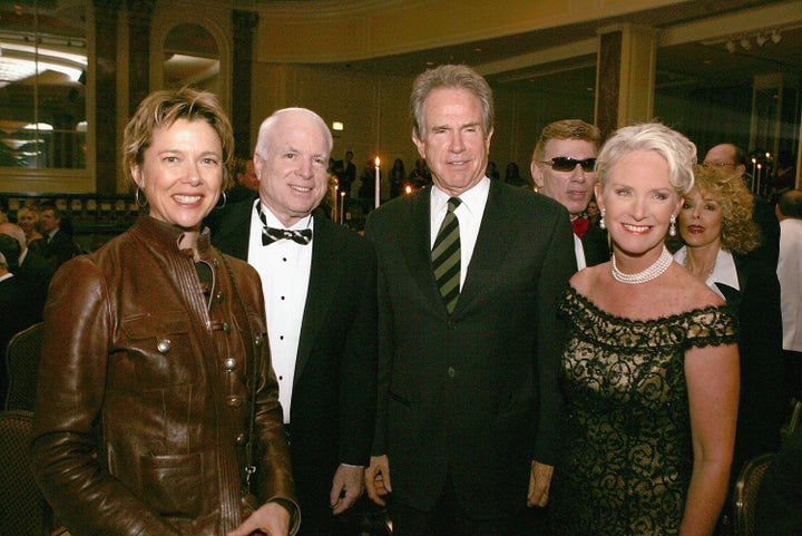 Warren Beatty (second from right) and his wife, Annette Bening (left), joined John McCain (second from left) and his wife, Cindy (right), who was honored at an Operation Smile benefit in 2005.