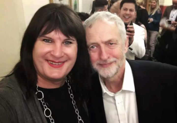Jeremy Corbyn with trans activist Sophie Cook