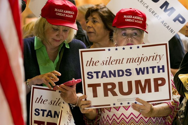 Donald Trump supporters at his Sept. 28, 2015, news conference at Trump Tower in New York.