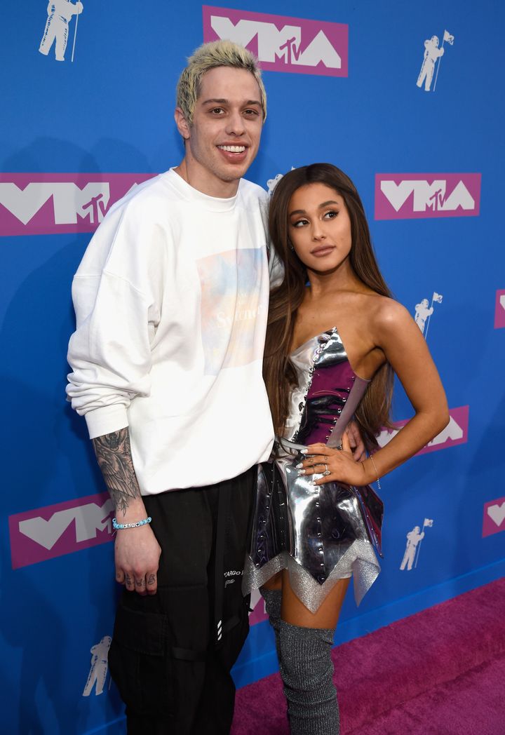 Ariana Grande pairs oversized shirt with thigh highs while stepping out  with fiance Pete Davidson