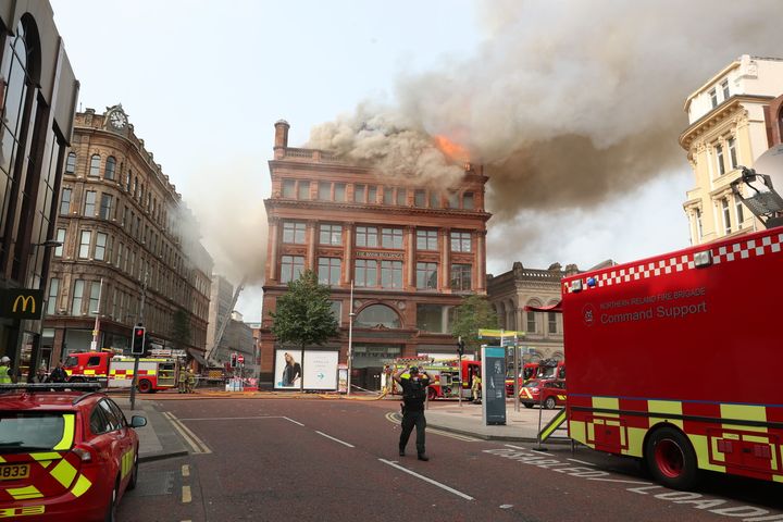 Smoke pouring out of the building on Tuesday