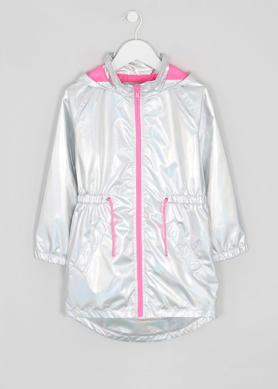 Iridescent mac, size 4-13 years available, &pound;14-18,<a href="https://www.matalan.co.uk/product/detail/s2693146_c243/girls-iridescent-mac-4-13yrs-silver" target="_blank" rel="noopener noreferrer">&nbsp;Matalan</a>.&nbsp;