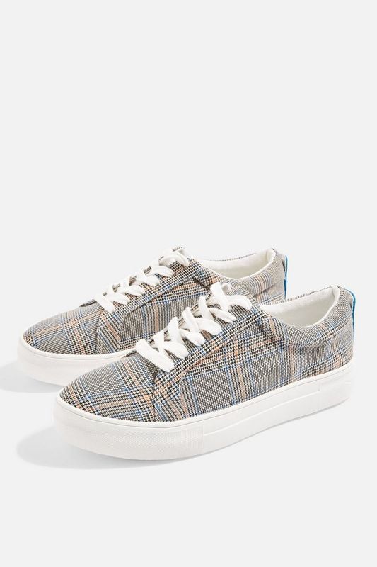Chloe Check Lace Up Trainers, size 35-42 available, £24, <a href="http://www.topshop.com/en/tsuk/product/shoes-430/trainers-5399321/chloe-check-lace-up-trainers-7901017" target="_blank" rel="noopener noreferrer">Topshop</a>. 