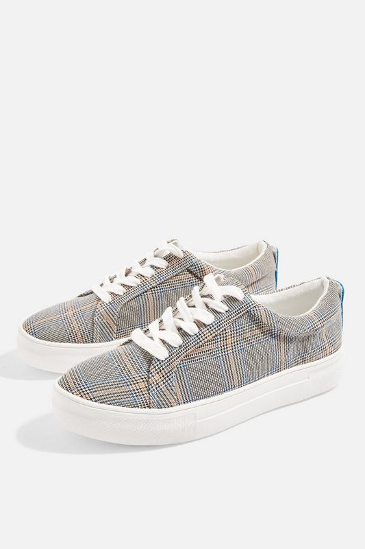 Chloe Check Lace Up Trainers, size 35-42 available, &pound;24, <a href="http://www.topshop.com/en/tsuk/product/shoes-430/trainers-5399321/chloe-check-lace-up-trainers-7901017" target="_blank" rel="noopener noreferrer">Topshop</a>.&nbsp;