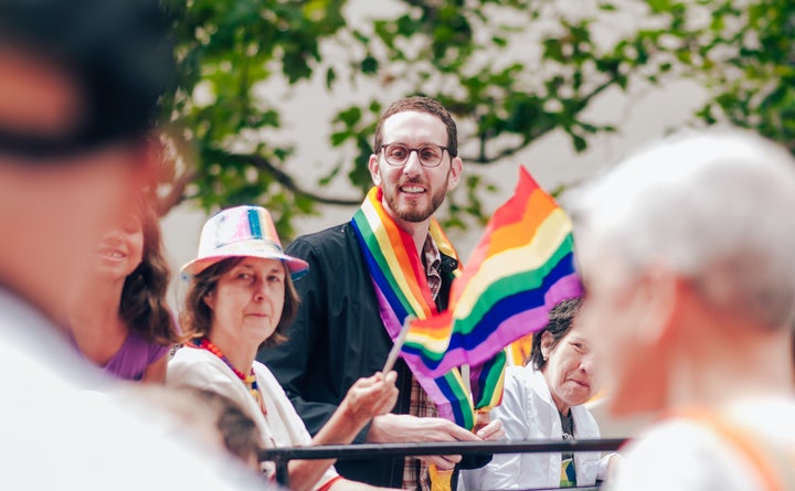 California state Sen. Scott Wiener (D), who introduced the intersex resolution, at San Francisco’s LGBT pride parade on