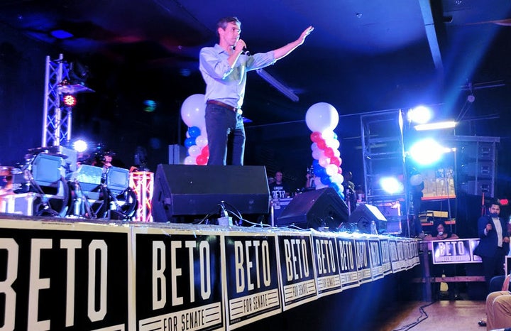U.S. Rep. Beto O'Rourke (D-Texas) speaks before a crowd in Laredo on Aug. 17, 2018. The three-term Congressman is running a l