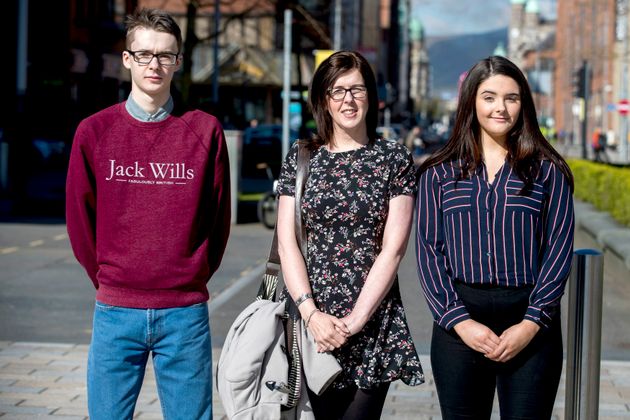 Siobhan McLaughlin (centre) with two of her four children, Billy and Rebecca Adams