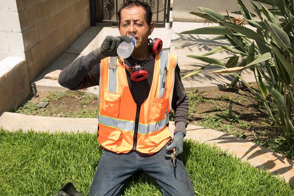 Raudel Felix García drinks plenty of water to cope with the hot days. His brother Abdon died in 2008 from heat-related