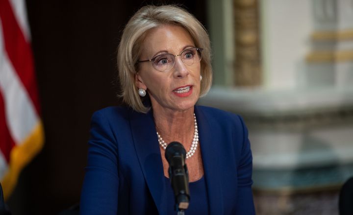 Secretary of Education Betsy DeVos speaks during the Federal Commission on School Safety on Aug. 16 in Washington, D.C.