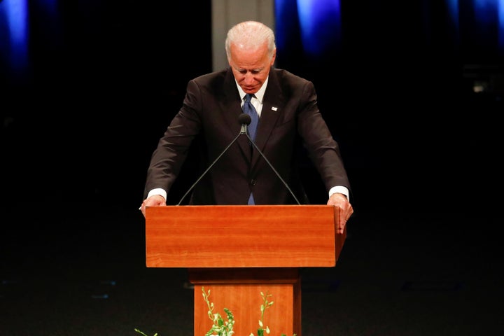 “In order to survive, we have to remember how they lived, not how they died,” Biden said at the service.