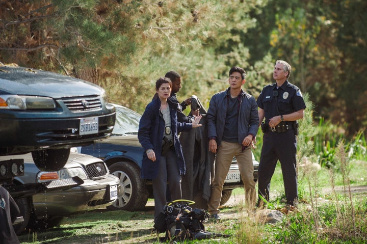 Debra Messing and John Cho in "Searching."