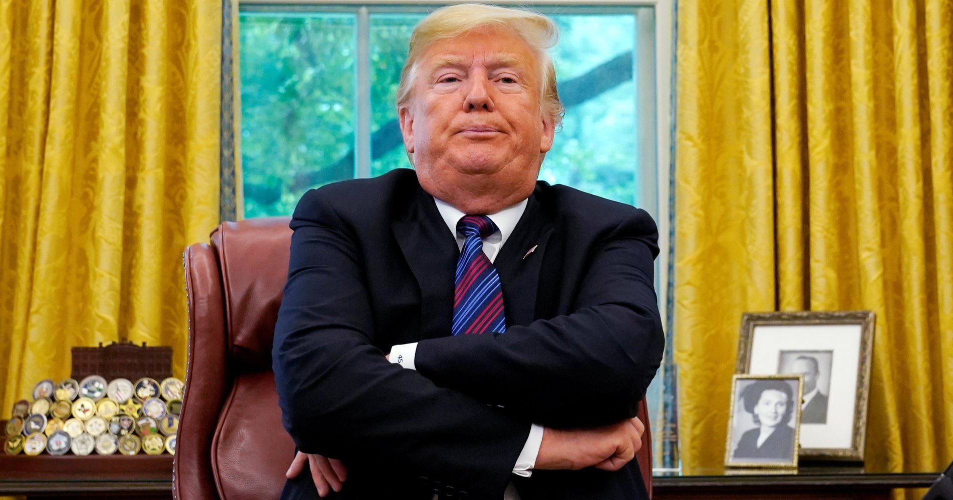 Donald Trump's Weird Oval Office Pose Sparks Hilarious 'Photoshop