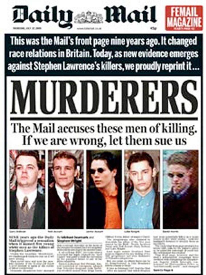 The Mail reprinted its 1997 front page in 2006, when new evidence emerged