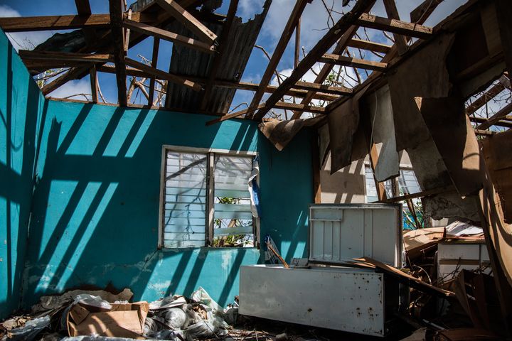 A damaged house in Codrington, Sept. 24, 2017.