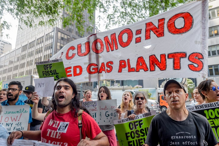 A large crowd of New York climate activists organized a rally outside Cuomo's Manhattan office on Aug. 16.