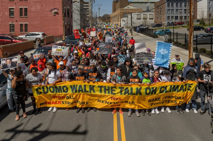 More than 1,500 people marched through Albany in April as part of the city's largest climate protest. 