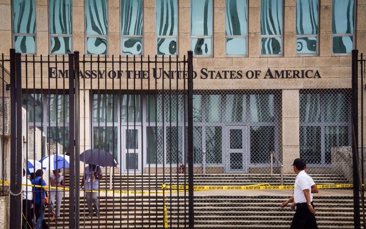 A photo of the U.S. embassy in Havana taken on Sept. 29, 2017, after the U.S. announced its <a href="https://www.straitstimes.com/world/united-states/us-orders-60-per-cent-of-its-staff-to-leave-cuban-embassy-over-specific-attacks" target="_blank" role="link" class=" js-entry-link cet-external-link" data-vars-item-name="withdrawal of more than half its personnel" data-vars-item-type="text" data-vars-unit-name="5b8bdaf4e4b0cf7b00370cc8" data-vars-unit-type="buzz_body" data-vars-target-content-id="https://www.straitstimes.com/world/united-states/us-orders-60-per-cent-of-its-staff-to-leave-cuban-embassy-over-specific-attacks" data-vars-target-content-type="url" data-vars-type="web_external_link" data-vars-subunit-name="article_body" data-vars-subunit-type="component" data-vars-position-in-subunit="0">withdrawal of more than half its personnel</a> in response to mysterious health attacks targeting diplomatic staff.