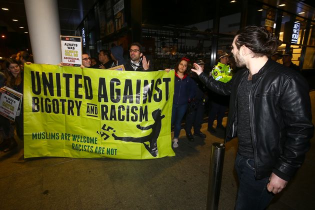 Protestors outside Perth Town Hall 