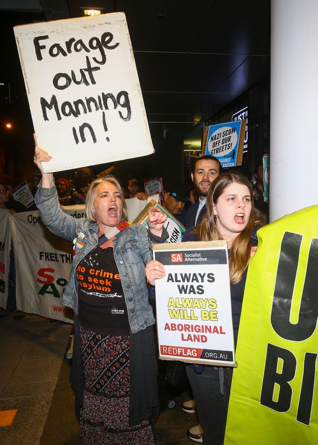 Farage is expected to be met by similar protests at his remaining events 