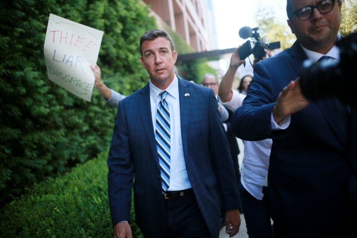 Rep. Duncan Hunter (R-Calif.) walks out of the San Diego Federal Courthouse on Aug. 23 after an arraignment hearing.