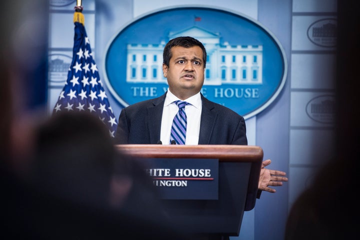 President Donald Trump told reporter Bob Woodward that he doesn't speak to his own deputy press secretary, Raj Shah (above).