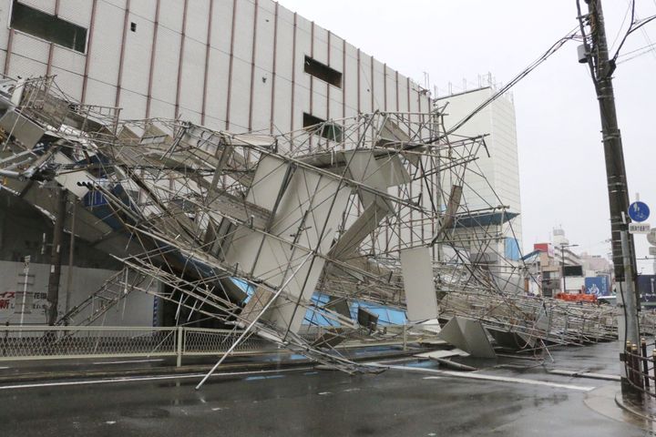 In Osaka, numerous buildings were left damaged