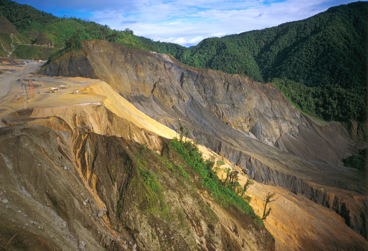 Deforestation at Ok Tedi copper and gold mine in Papua New Guinea. 